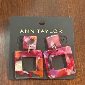 Ann Taylor Pink and White Square Earrings